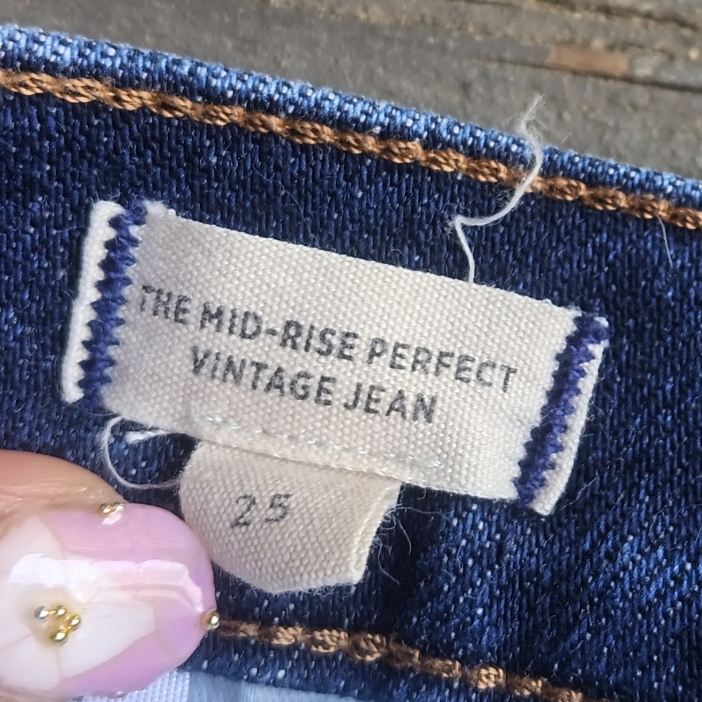 Madewell Mid-Rise Perfect Vintage Jean Blue Jeans Women's Size 25 Dark Wash - Picture 3 of 7